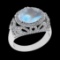 6.39 Ctw VS/SI1 Rainbow Moonstone And Diamond 14K White Gold Engagement Rin