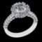 2.87 Ctw VS/SI1 Diamond 18K White Gold Engagement Ring