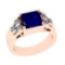 3.66 Ctw VS/SI1 Blue Sapphire and Diamond 14k Rose Gold Engagement Ring (AL