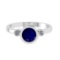 0.91 Ctw VS/SI1 Blue Sapphire and Diamond 14k white Gold Engagement Ring (A