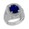 7.00 Ctw VS/SI1 Blue Sapphire And Diamond 14K White Gold Engagement Ring