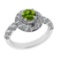 1.03 Ctw VS/SI1 Peridot and Diamond Set 10K white Gold Engagement Ring (ALL
