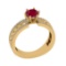 1.36 Ctw VS/SI1 Ruby and Diamond Prong Set 14K Yellow Gold Engagement Ring