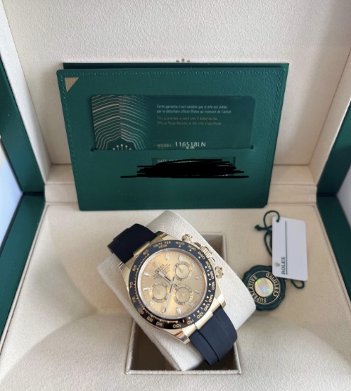 NEW ROLEX CHAMPAGNE DIAL DAYTONA 116518LN 40MM ON OYSTERFLEX BAND COMES WIT