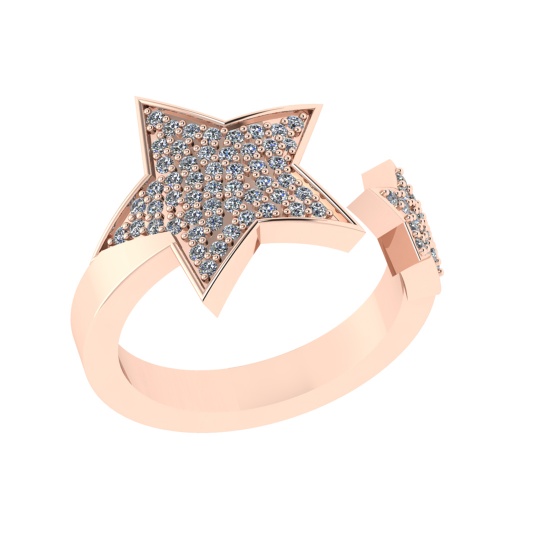 0.48 Ctw VS/SI1 Diamond 14k Rose Gold Cuslter Engagement Ring
