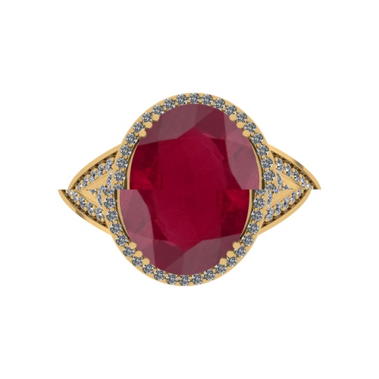 5.60 Ctw VS/SI1 Ruby And Diamond 14k Yellow Gold Engagement Ring (ALL DIAMO