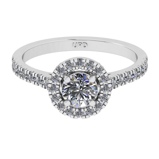 1.00 Ctw VS/SI1 Diamond 14k white Gold Hiden Halo Engagement Ring (ALL DIAM