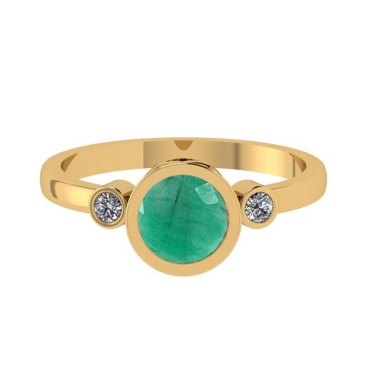 0.91 Ctw VS/SI1 Emerald and Diamond 14k Yellow Gold Engagement Ring (ALL DI
