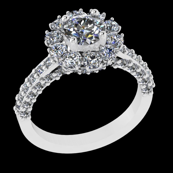 2.87 Ctw VS/SI1 Diamond 18K White Gold Engagement Ring