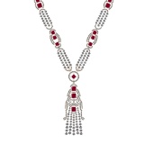 10.25 Ctw VS/SI1 Ruby and Diamond 14k Rose Gold Necklace ALL DIAMOND ARE LA