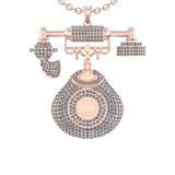 11.99 Ctw VS/SI1 Diamond 14K Rose Gold Hip Hop theme Pendant Necklace