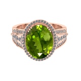 5.60 Ctw VS/SI1 Peridot And Diamond 14K Rose Gold Engagement Ring( ALL DIAM
