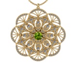 2.47 Ctw VS/SI1 Peridot and Diamond Set 10K Yellow Gold Pendant (ALL DIAMON