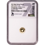 Cook Islands $5 Half Gram Gold 2021 U.S. State Animal Series--PA Ruffed Gro