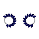 3.18 Ctw VS/SI1 Blue Sapphire And Diamond 14K White Gold Earrings (ALL DIAM