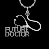 1.52 Ctw VS/SI1 Diamond 10K White Gold Veterinary Doctor theme Pendant (ALL