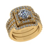 2.61 Ctw SI1/SI2 Diamond 14k Yellow Gold Engagement Halo Ring (ALL DIAMOND