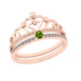 0.23 Ctw VS/SI1 Peridot and Diamond Set 10K Rose Gold Engagement Ring (ALL