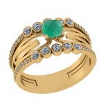 1.03 Ctw VS/SI1 Emerald and Diamond 14k Yellow Gold Engagement Ring (ALL DI