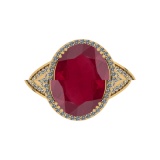 5.60 Ctw VS/SI1 Ruby And Diamond 14k Yellow Gold Engagement Ring (ALL DIAMO