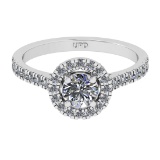 1.00 Ctw VS/SI1 Diamond 14k white Gold Hiden Halo Engagement Ring (ALL DIAM