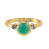 0.91 Ctw VS/SI1 Emerald and Diamond 14k Yellow Gold Engagement Ring (ALL DI