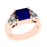 3.66 Ctw VS/SI1 Blue Sapphire and Diamond 14k Rose Gold Engagement Ring (AL