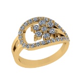 1.05 Ctw VS/SI1 Diamond 14K Yellow Gold Cluster Engagement Ring (ALL DIAMON