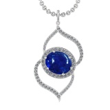 21.73 Ctw VS/SI1 Tanzanite and Diamond 14K White Gold Pendant