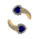 4.24 Ctw VS/SI1 Blue Sapphire and Diamond14K Yellow Gold Engagement Ring