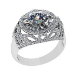 3.45 Ctw VS/SI1 Diamond 14K White Gold Engagement Ring (ALL DIAMOND ARE LAB