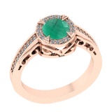 1.02 Ctw VS/SI1 Emerald and Diamond 14k Rose Gold Engagement Ring