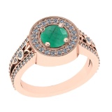 1.36 Ctw VS/SI1 Emerald and Diamond 14k Rose Gold Engagement Ring