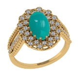 2.74 Ctw I2/I3 Emerald And Diamond 14K Yellow Gold Engagement Ring