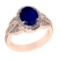 3.26 Ctw VS/SI1 Blue Sapphire and Diamond 14k Rose Gold Engagement Ring (AL