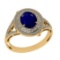 2.65 Ctw VS/SI1 Blue Sapphire and Diamond 14k Yellow Gold Engagement Ring