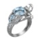 4.92 Ctw VS/SI1 Blue Topaz and Diamond Set 10K white Gold Engagement Ring (