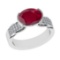 2.98 Ctw VS/SI1 Ruby And Diamond 14k White Gold Engagement Ring (ALL DIAMON