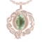 22.03 Ctw I2/I3 Green Amethyst And Diamond 10K Rose Gold Necklace(ALL DIAMO