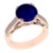 4.39 Ctw VS/SI1 Blue Sapphire and Diamond 14k Rose Gold Engagement Ring