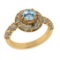 1.03 Ctw VS/SI1 Blue Topaz and Diamond Set 10K Yellow Gold Engagement Ring