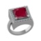 3.35 Ctw VS/SI1 Ruby and Diamond 14k white Gold Engagement Ring (ALL DIAMON