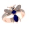 1.31 Ctw VS/SI1 Blue Sapphire and Diamond 14k Rose Gold Bees theme Ring (AL