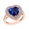 5.07 Ctw VS/SI1 Tanzanite And Diamond 18k Rose Gold Engagement Halo Ring