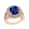 5.90 Ctw VS/SI1 Tanzanite And Diamond 18k Rose Gold Cocktail Ring