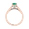 0.82 Ctw VS/SI1 Emerald and Diamond 14k Rose Gold Engagement Ring (ALL DIAM