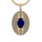 5.15 Ctw VS/SI1 Blue Sapphire and Diamond 14K Yellow Gold Pendant (ALL DIAM