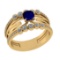 1.03 Ctw VS/SI1 Blue Sapphire and Diamond 14k Yellow Gold Engagement Ring (