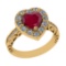 2.52 Ctw VS/SI1 Ruby And Diamond 14k Yellow Gold Engagement Ring (ALL DIAMO