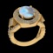 6.37 Ctw VS/SI1 Rainbow Moonstone And Diamond 14K Yellow Gold Engagement Ri